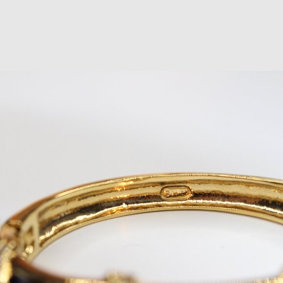 Vintage 1980s Butler Enamel Gold-Tone Pave Bangle Bracelet and Necklace Set - Picture 3 of 3